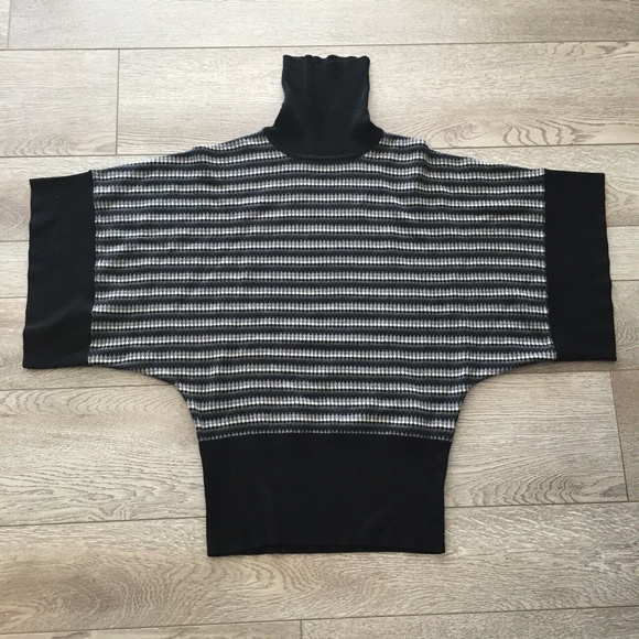 Trina Turk Women Sweater Wool Striped Turtleneck Gray Wide Sleeves 128012 Knit S - Picture 6 of 11